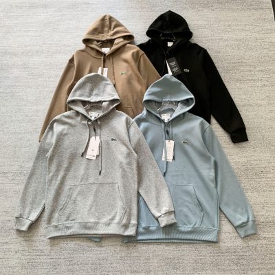 Premium Lacoste Sweatshirts Khaki Cotton Solid Luxury