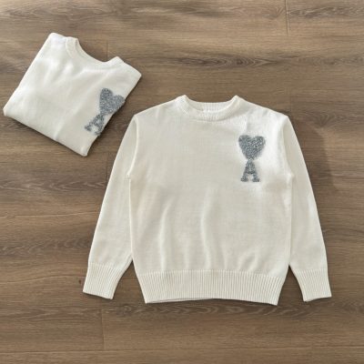 Best Selling Ami Sweaters Silver Knit Embroidered Luxury