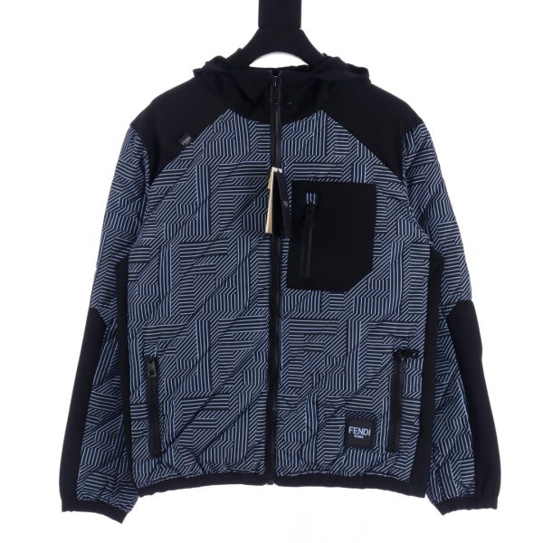 Premium Fendi Jackets Black Nylon Print Style