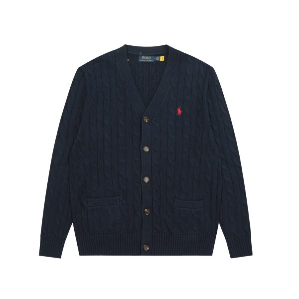 High Quality Ralph Lauren Jackets Black Knit Solid Luxury