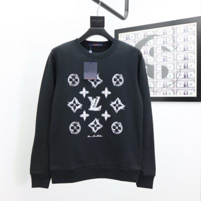 Premium Quality Louis Vuitton Hoodie Black Cotton Classic Style