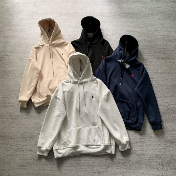 Premium Quality Ralph Lauren Long Sleeves Black Fleece Solid Collection