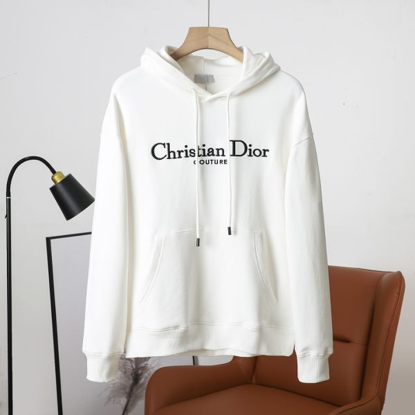 Luxury Dior Sweatshirts White Cotton Embroidered Style