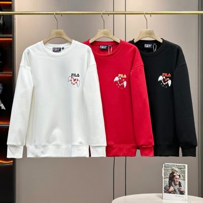 Premium Fila Sweatshirts Silver Fleece Casual Luxury