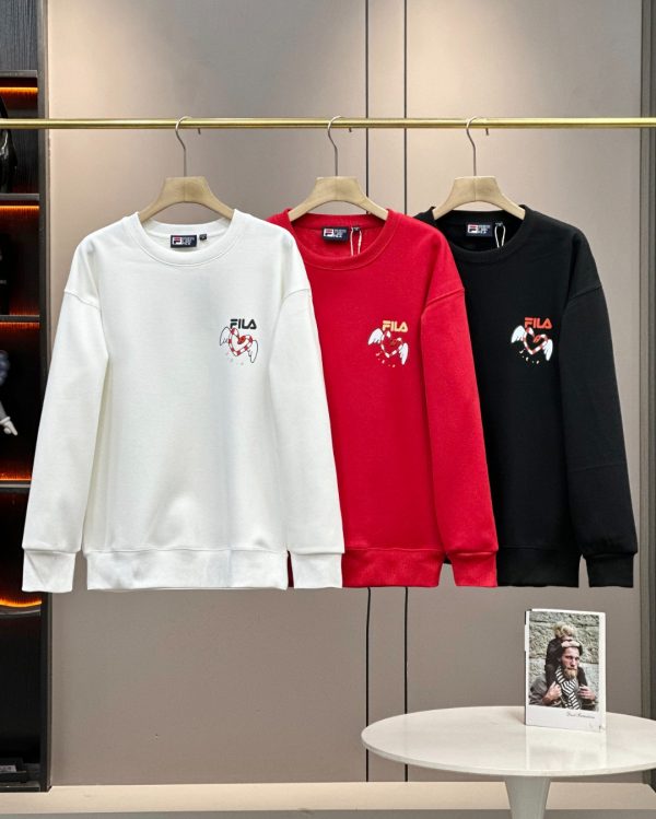 Premium Fila Sweatshirts Silver Fleece Casual Luxury