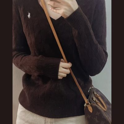 Luxury Ralph Lauren Sweater Black Knit Solid Style