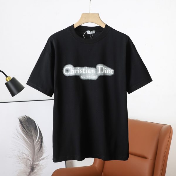 Premium Dior Short Sleeves Black Cotton Logo Luxury