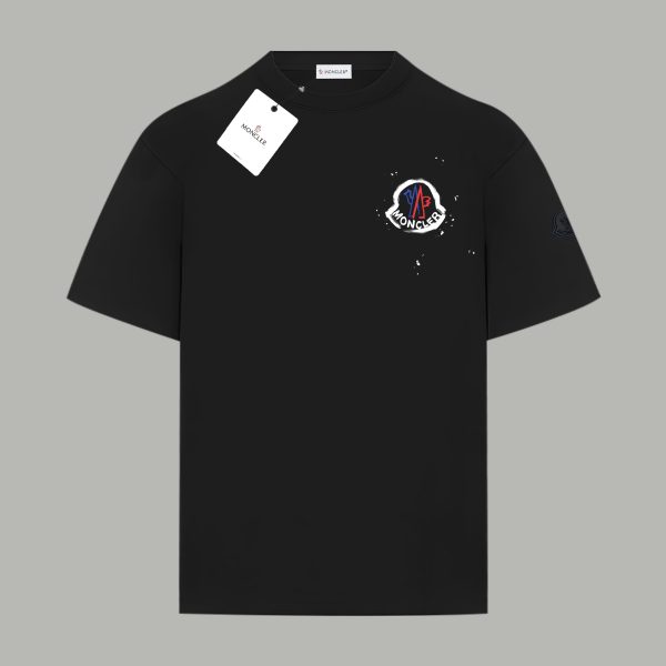 Best Selling Moncler Short Sleeves Black Cotton Print Luxury