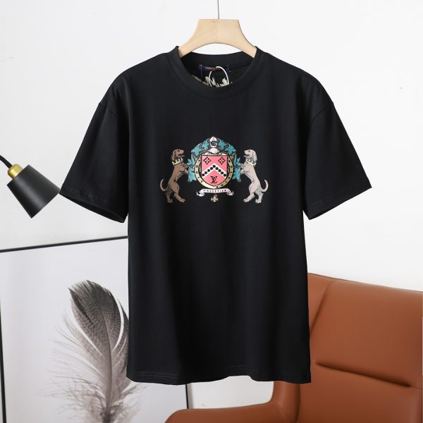 Premium Quality Louis Vuitton Short Sleeves Gold Cotton Logo Style