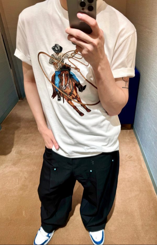 Premium Louis Vuitton Short Sleeves Denim Embroidery Collection