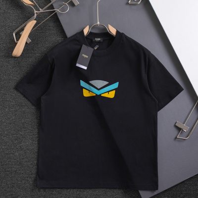 Premium Quality Fendi Short Sleeves Blue Cotton Washed Luxury