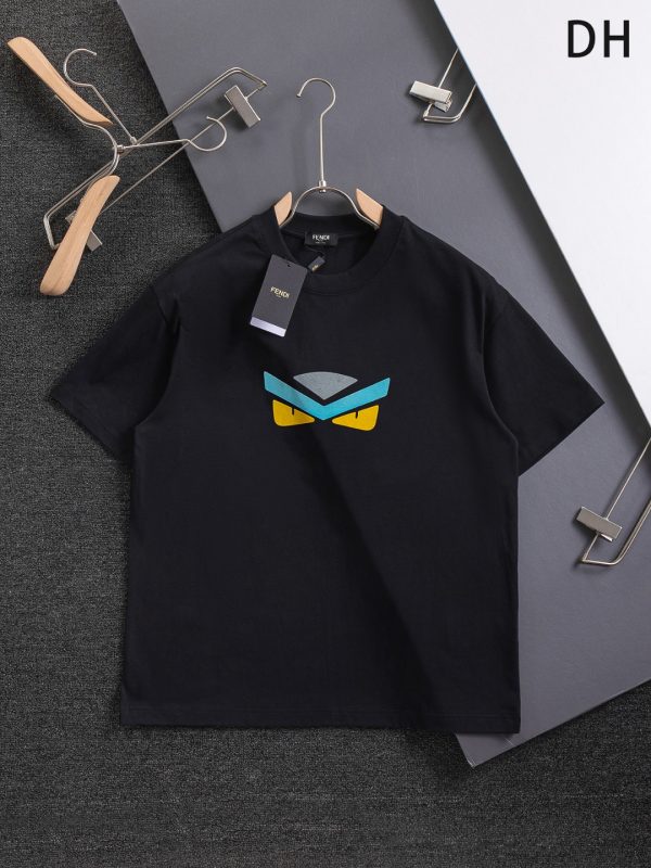 Premium Quality Fendi Short Sleeves Blue Cotton Washed Luxury