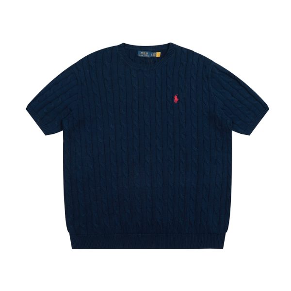 High Quality Ralph Lauren Short Sleeves Black Knit Solid Luxury