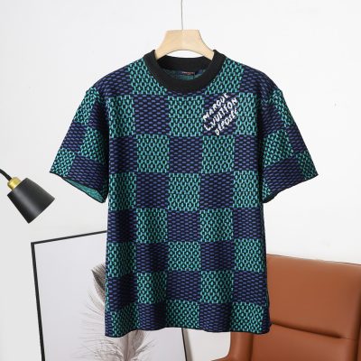 High Quality Louis Vuitton Short Sleeves Blue Silk Minimalist Style