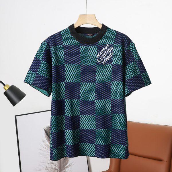 High Quality Louis Vuitton Short Sleeves Blue Silk Minimalist Style