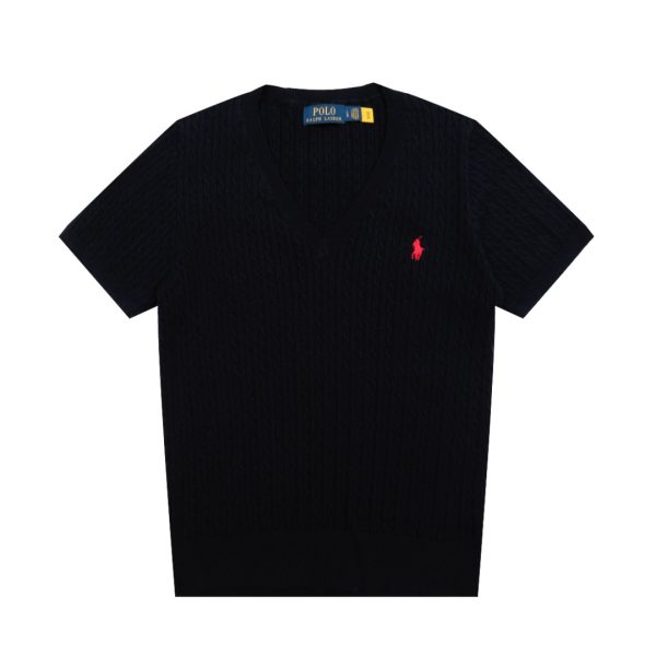 Best Selling Ralph Lauren Short Sleeves Black Knit Classic Style