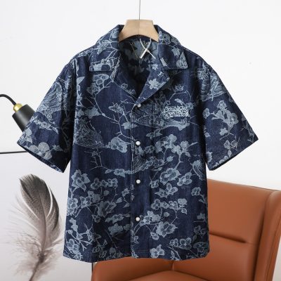 Premium Quality Louis Vuitton Short Sleeves White Denim Jacquard Style