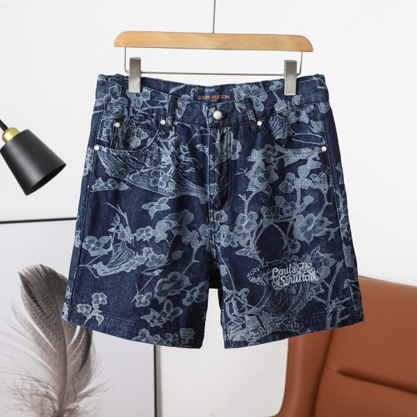 Premium Quality Louis Vuitton Shorts White Denim Jacquard Style