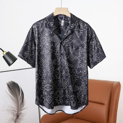 High Quality Louis Vuitton Short Sleeves White Silk Classic Style