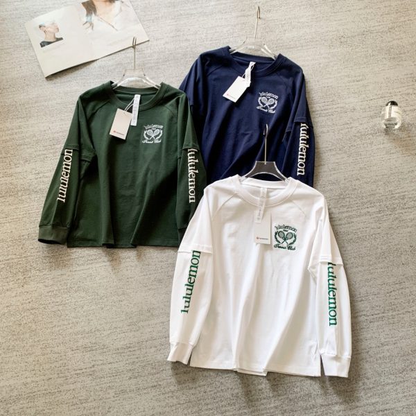 Premium Quality Lululemon Long Sleeves Navy Logo Style