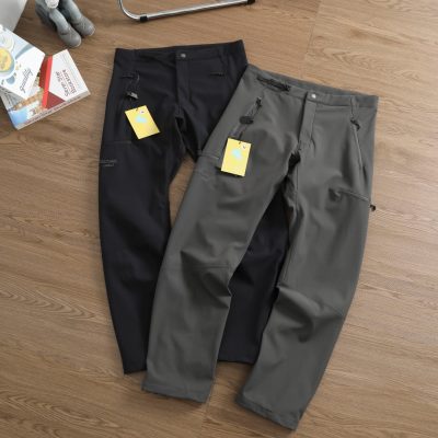 High Quality Ami Trousers Black Polyester Embroidered Luxury