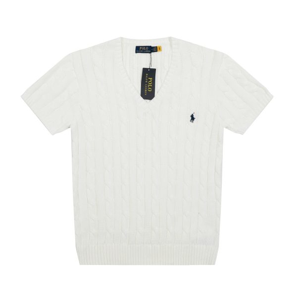 Premium Quality Ralph Lauren Short Sleeves Black Knit Solid Collection