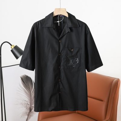 Luxury Louis Vuitton Short Sleeves White Cotton Embroidered Collection