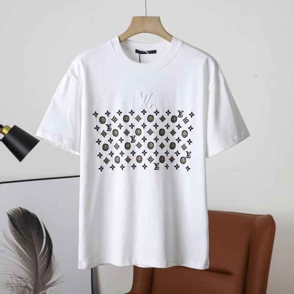 Premium Louis Vuitton Short Sleeves White Cotton Print Collection