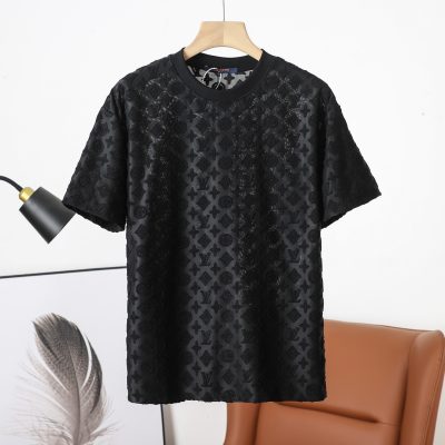 Premium Louis Vuitton Short Sleeves Black Cotton Classic Collection