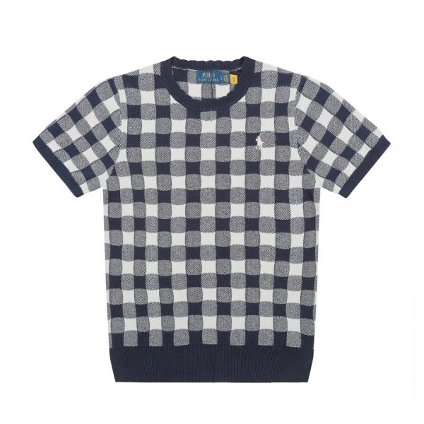 Premium Ralph Lauren Short Sleeves Navy Knit Plaid Style