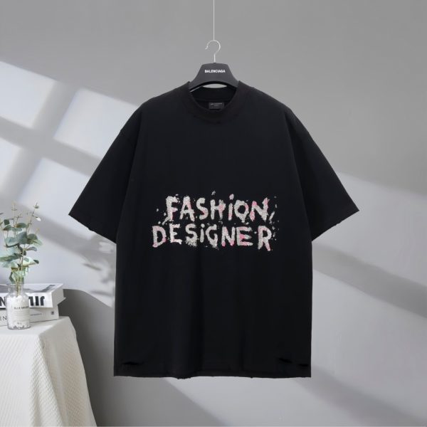 Premium Balenciaga Short Sleeves Gold Cotton Classic Collection