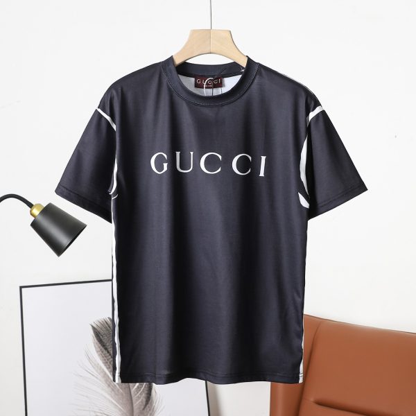Premium Quality Gucci Short Sleeves Black Cotton Logo Luxury