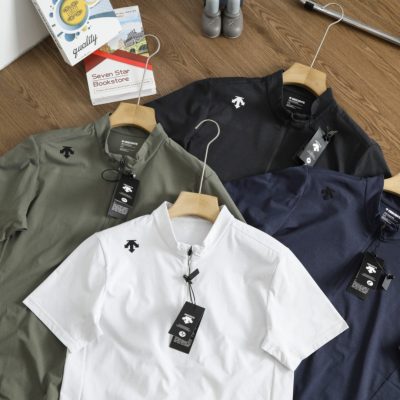 Premium Descente Short Sleeves Black Polyester Breathable Collection