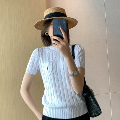 Best Selling Ralph Lauren Short Sleeves White Knit Solid Luxury