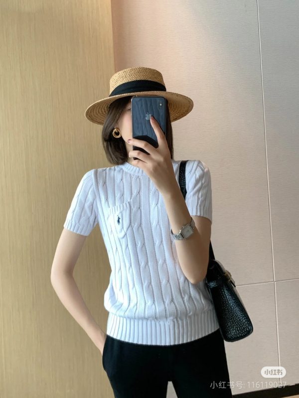 Best Selling Ralph Lauren Short Sleeves White Knit Solid Luxury