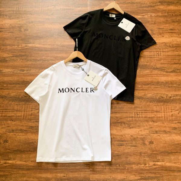 Luxury Moncler Short Sleeves White Cotton Logo Style