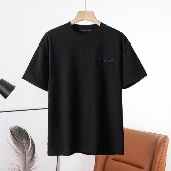 Premium Quality Louis Vuitton Short Sleeves Black Cotton Print Collection