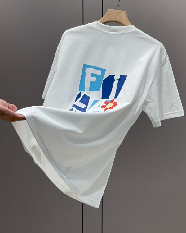 Best Selling Fila Short Sleeves Black Cotton Print Luxury