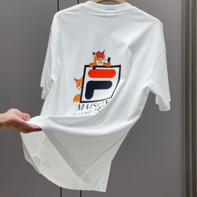 Best Selling Fila Short Sleeves Black Cotton Print Luxury