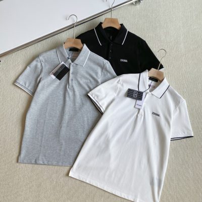 Premium Zegna Short-Sleeved White Cotton Casual Style