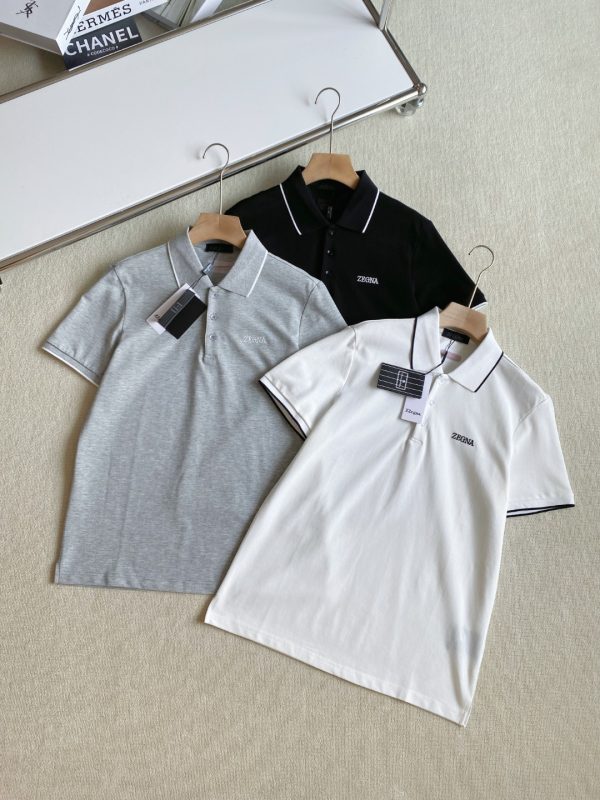 Premium Zegna Short-Sleeved White Cotton Casual Style