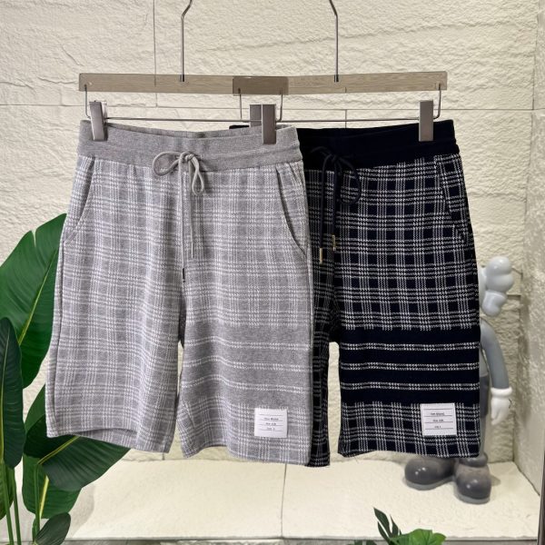Best Selling Thom Browne Shorts Black Cotton Plaid Collection