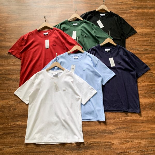 Premium Lacoste Short Sleeves White Cotton Solid Luxury