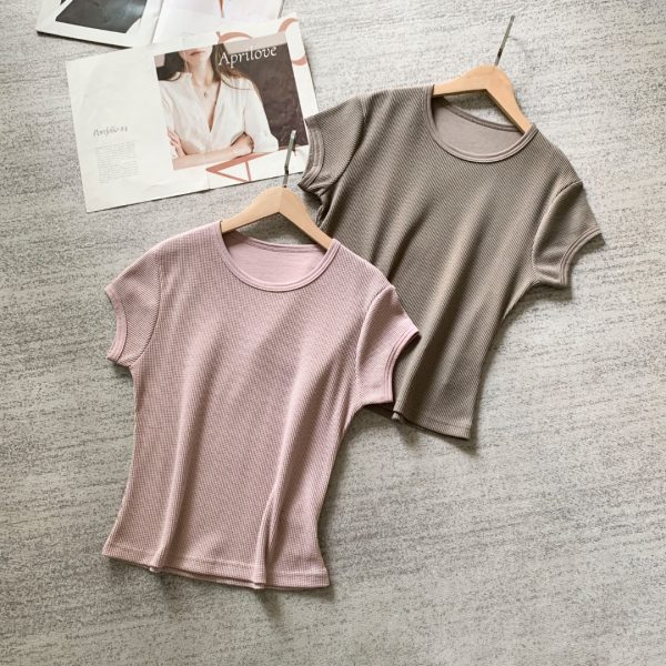 High Quality Acne Studios Short-Sleeved T-Shirt Black Knit Solid Collection