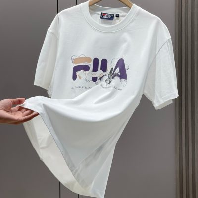 Premium Quality Fila Short Sleeves Black Cotton Print Collection