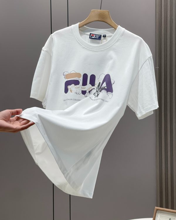 Premium Quality Fila Short Sleeves Black Cotton Print Collection