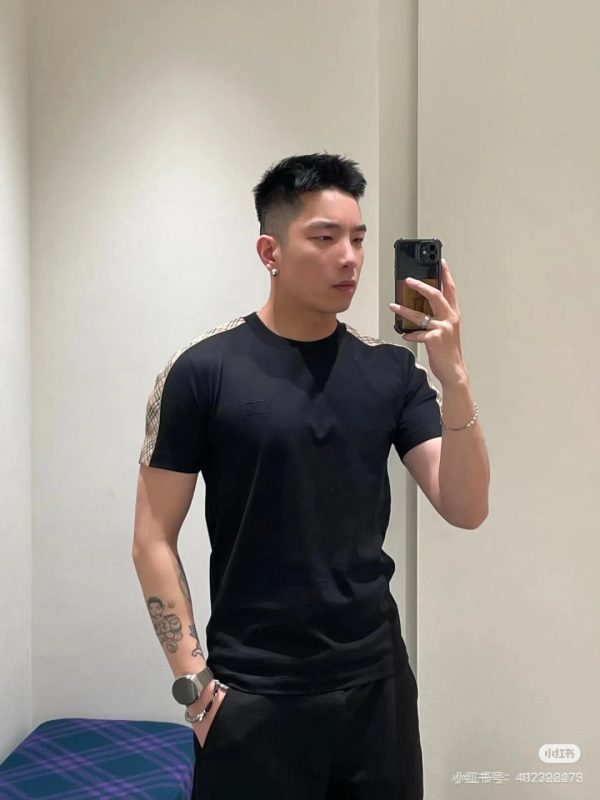 High Quality Burberry Short Sleeves Black Cotton Embroidery Collection