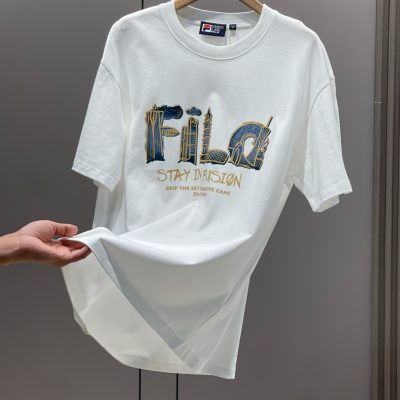 Luxury Fila Short Sleeves Black Cotton Print Collection