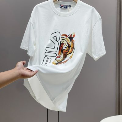 Premium Fila Short Sleeves Black Cotton Print Style