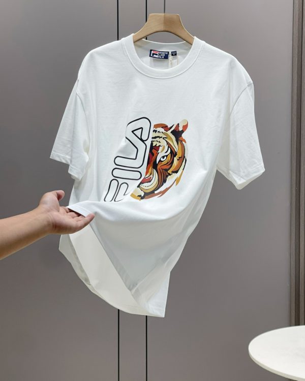 Premium Fila Short Sleeves Black Cotton Print Style